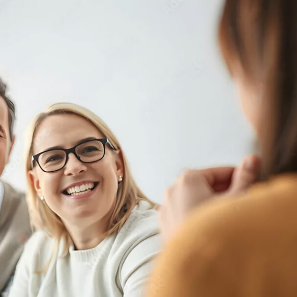couple talking with therapist